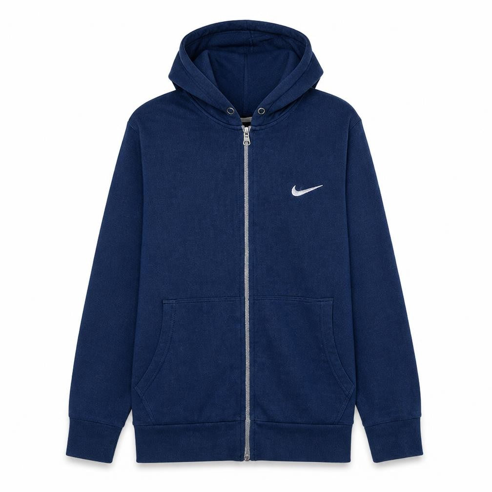 Front view of Nike Men Blue Full Zip Hoodie S Lightweight Knit Sweatshirt