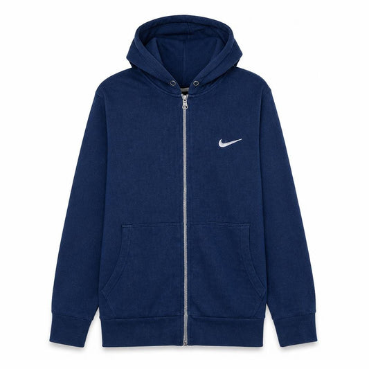 Front view of Nike Men Blue Full Zip Hoodie S Lightweight Knit Sweatshirt