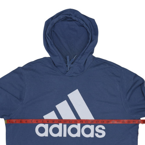 adidas Men Blue XL Pullover Hoodie Fleece Graphic Sportswear