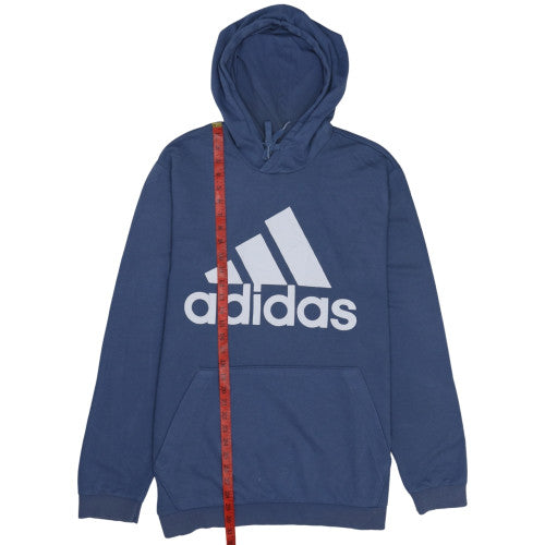 adidas Men Blue XL Pullover Hoodie Fleece Graphic Sportswear