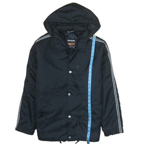 Wampum Mens Black Hooded Windbreaker Jacket L Nylon Snap Casual