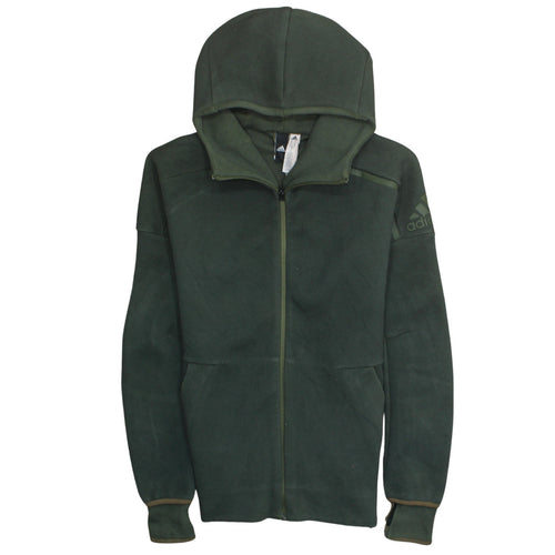 Adidas Men's Green Full Zip Hoodie Size S Regular Fit Fleece