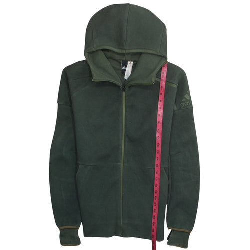 Adidas Men's Green Full Zip Hoodie Size S Regular Fit Fleece