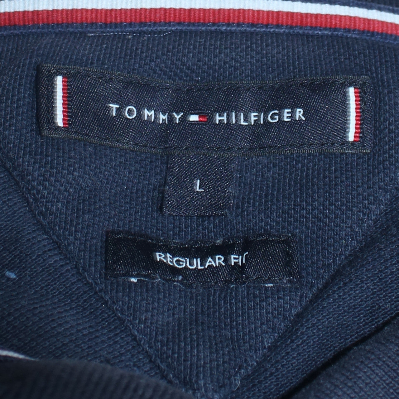 Tommy Hilfiger Men's Navy Blue L Regular Fit Cotton Polo Shirt