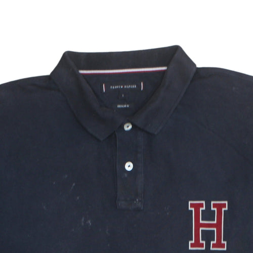 Tommy Hilfiger Men's Navy Blue L Regular Fit Cotton Polo Shirt