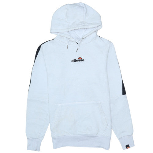 Ellesse Men's White Pullover Hoodie S Logo Sports Sweatshirt