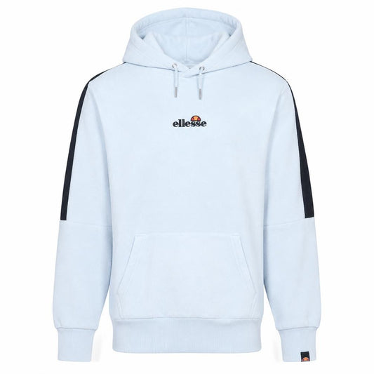 Front view of Ellesse Men's White Pullover Hoodie S Logo Sports Sweatshirt