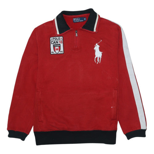 Polo Ralph Lauren Men's Red Medium 1/4 Zip Track Jacket Canada 10 Design