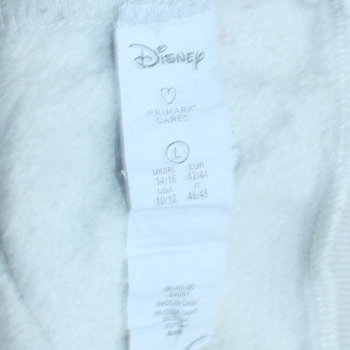Disney Women White 1/4 Zip Sweatshirt L Mickey Mouse Team Champions