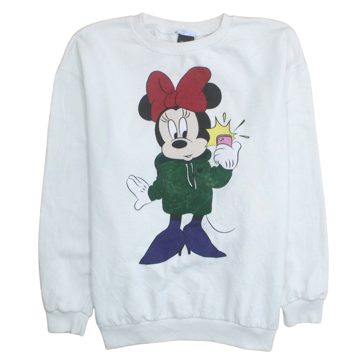 Zara Disney Women White Minnie Mouse Sweatshirt Size 10