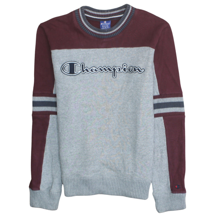 Champion Men’s Grey Burgundy Crew Neck Sweatshirt Medium Pullover Logo