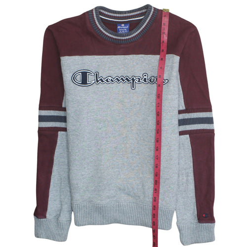 Champion Men’s Grey Burgundy Crew Neck Sweatshirt Medium Pullover Logo