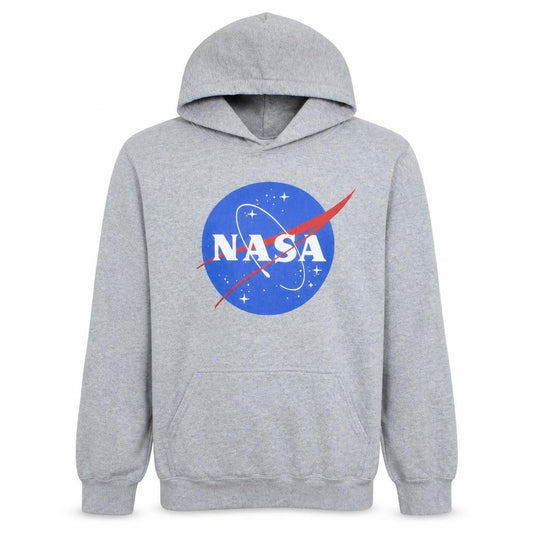Front view of Gildan Men's Grey NASA Pullover Hoodie XL Heavyweight Fleece