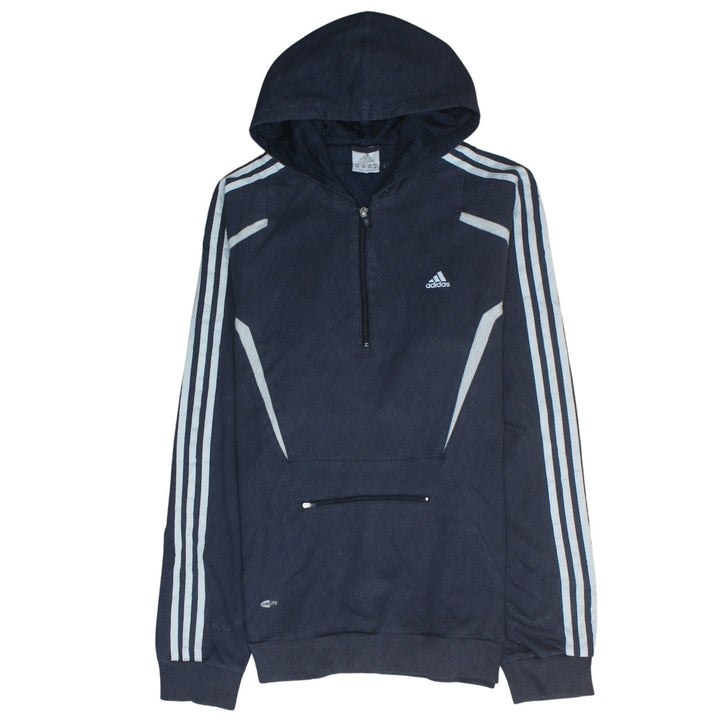 Adidas Mens Blue 1/2 Zip Hooded Sweatshirt L Sportswear Hoodie