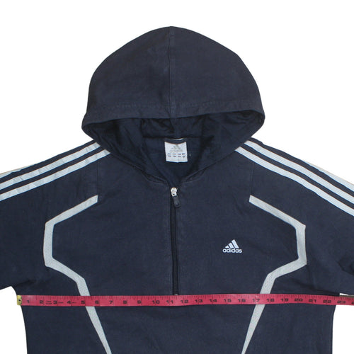 Adidas Mens Blue 1/2 Zip Hooded Sweatshirt L Sportswear Hoodie