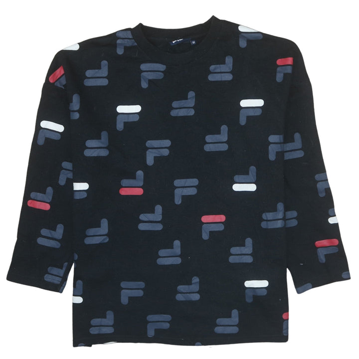 Fila Women's Black Graphic Print Pullover Sweatshirt Size M