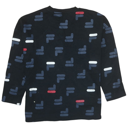Fila Women's Black Graphic Print Pullover Sweatshirt Size M