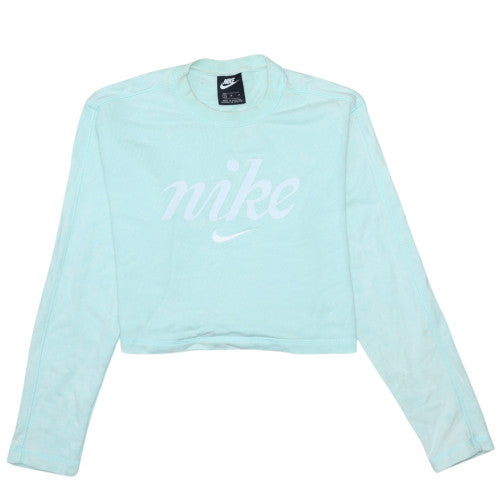 Nike Womens Mint Green Cropped Pullover Sweatshirt Size M