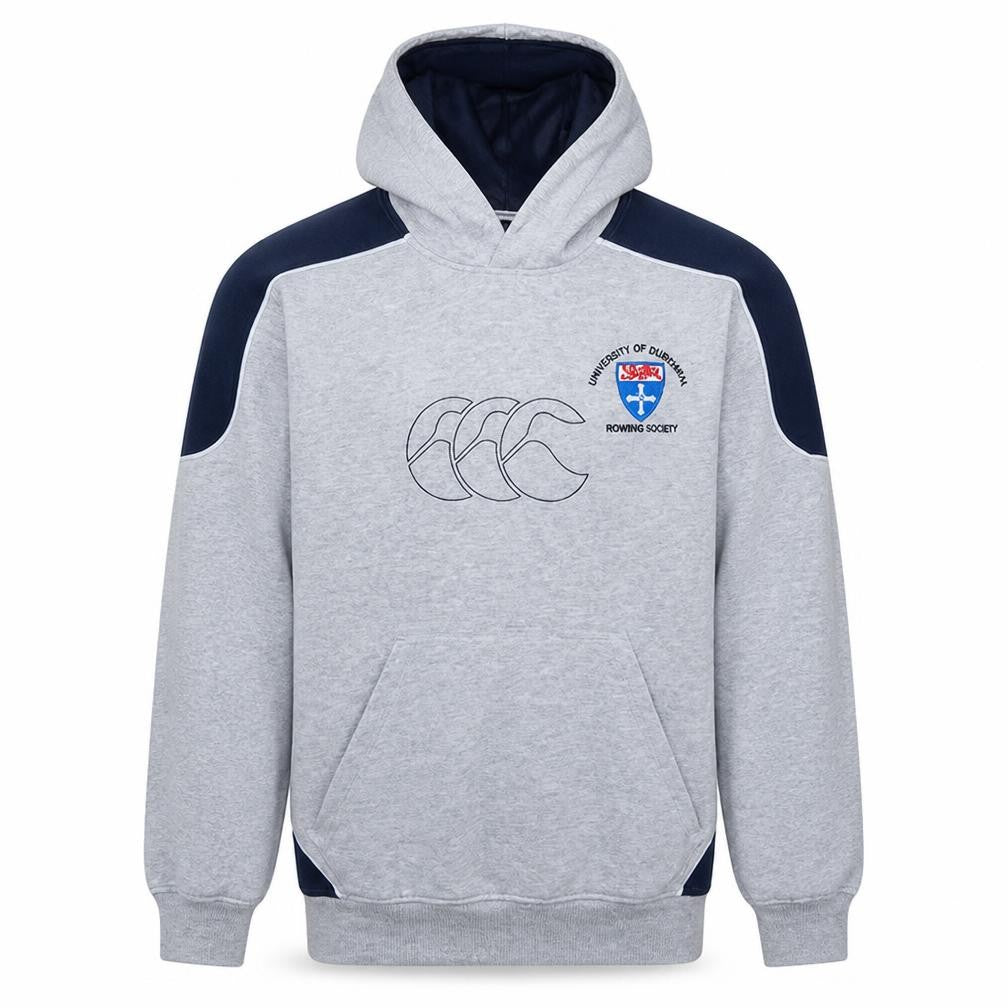 Front view of Canterbury men’s grey small pullover rugby university hoodie