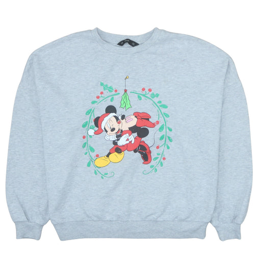 Disney Women Grey Christmas Mickey & Minnie Sweatshirt UK 10