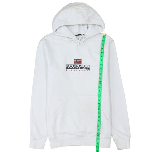 Napapijri Mens White Pullover Hoodie M Regular Fit Logo Fleece
