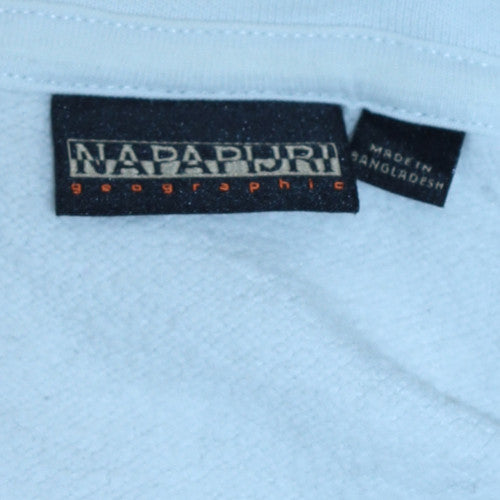 Napapijri Mens White Pullover Hoodie M Regular Fit Logo Fleece