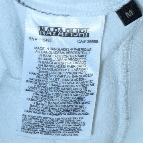 Napapijri Mens White Pullover Hoodie M Regular Fit Logo Fleece