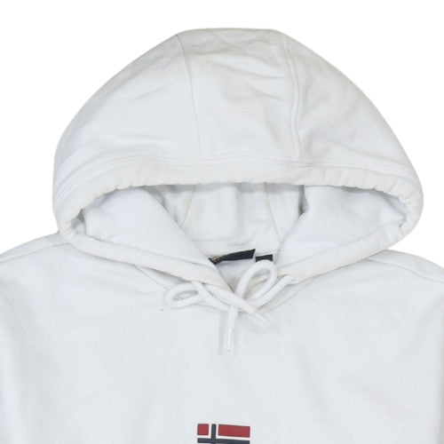Napapijri Mens White Pullover Hoodie M Regular Fit Logo Fleece