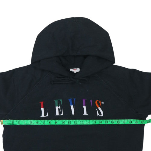 Levi's Womens Black Large Pullover Hoodie Embroidered Logo Cotton Blend