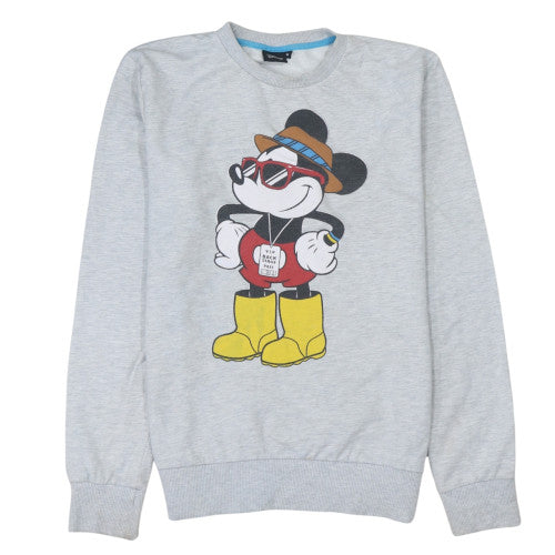 Disney Men's Grey Mickey Mouse Graphic Pullover Sweatshirt M