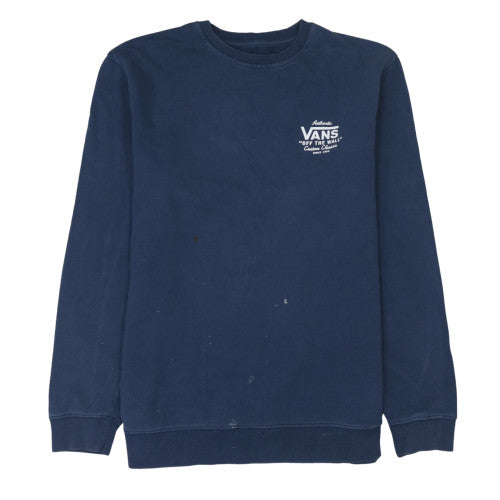 Vans Men's Blue XL Pullover Crew Neck Sweatshirt with Logo Print