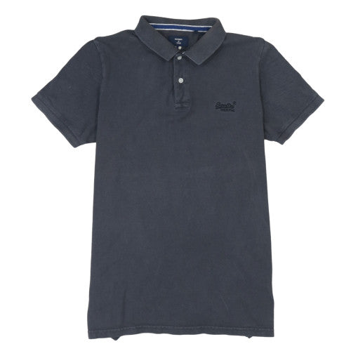 Superdry Mens Black Cotton Polo Shirt Size M Classic Fit