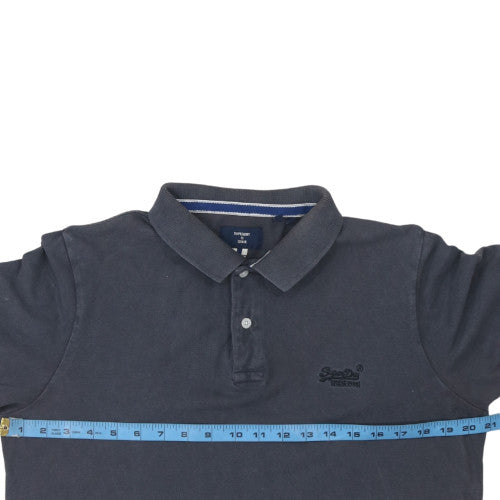 Superdry Mens Black Cotton Polo Shirt Size M Classic Fit