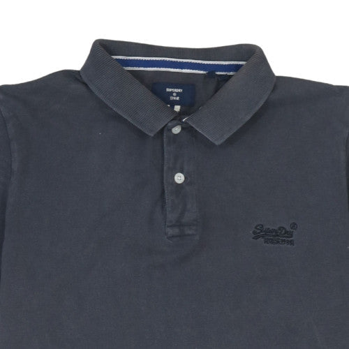 Superdry Mens Black Cotton Polo Shirt Size M Classic Fit