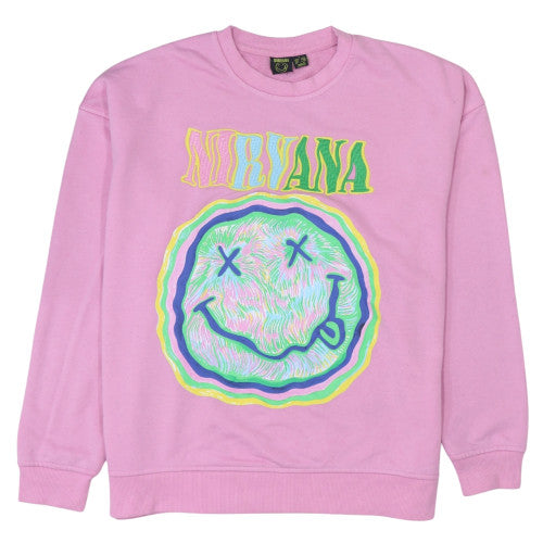 Nirvana Women's Pink Graphic Pullover Sweatshirt Size S Crew Neck