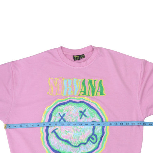 Nirvana Women's Pink Graphic Pullover Sweatshirt Size S Crew Neck
