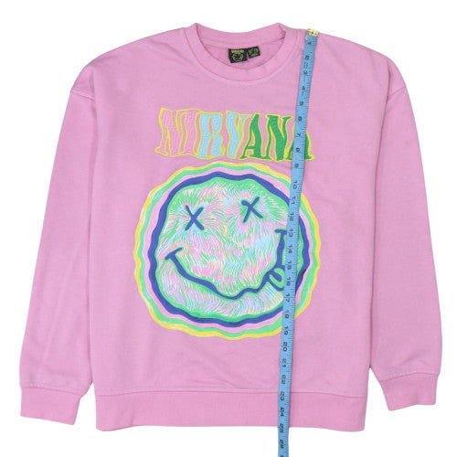 Nirvana Women's Pink Graphic Pullover Sweatshirt Size S Crew Neck