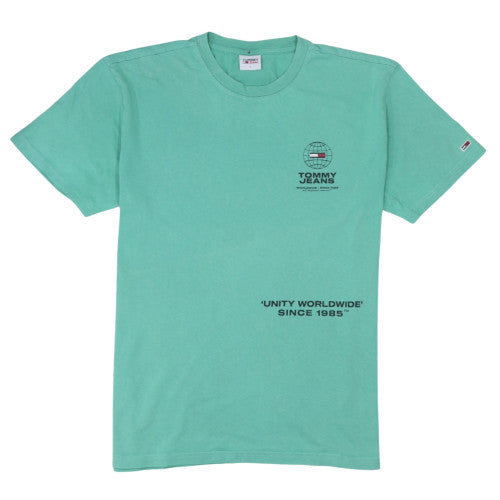 Tommy Jeans Men's Green Cotton Logo T-Shirt Size L