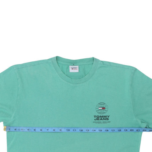 Tommy Jeans Men's Green Cotton Logo T-Shirt Size L
