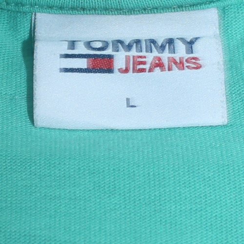Tommy Jeans Men's Green Cotton Logo T-Shirt Size L