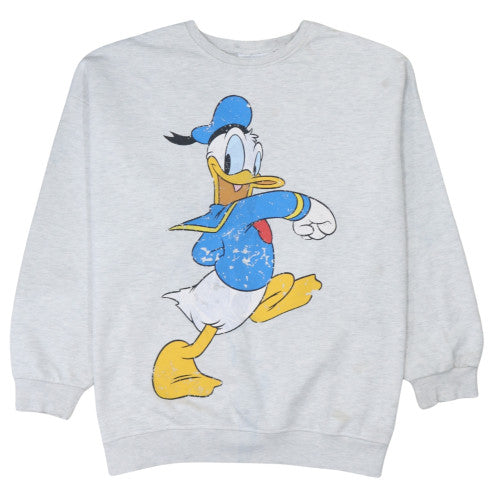 Disney Mickey & Friends Womens Grey Donald Duck Sweatshirt Size M 12/14