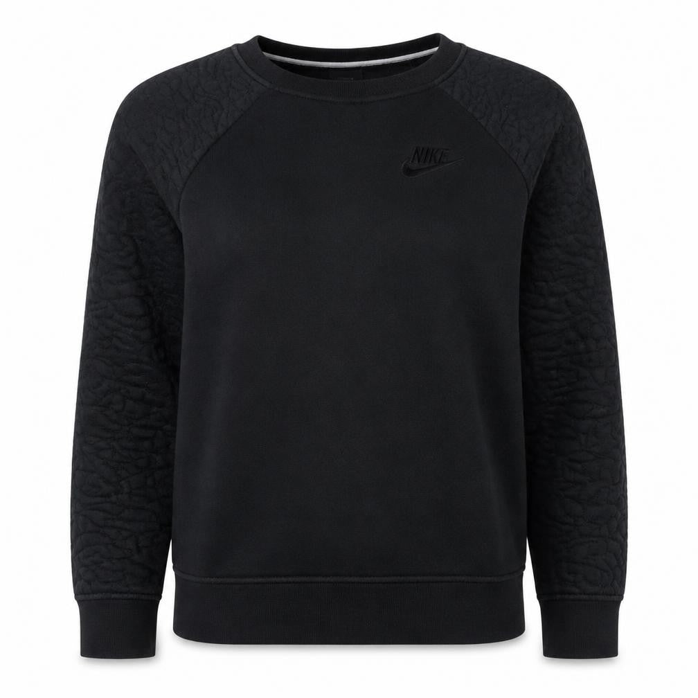 Front view of Nike Women’s Black Crew Neck Sweatshirt, size S, Cotton Blend