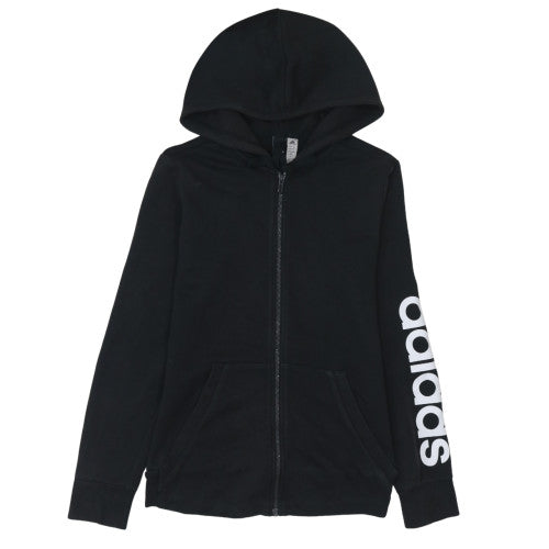 Adidas Womens Black Full Zip Hoodie Size M 12-14 Cotton Blend