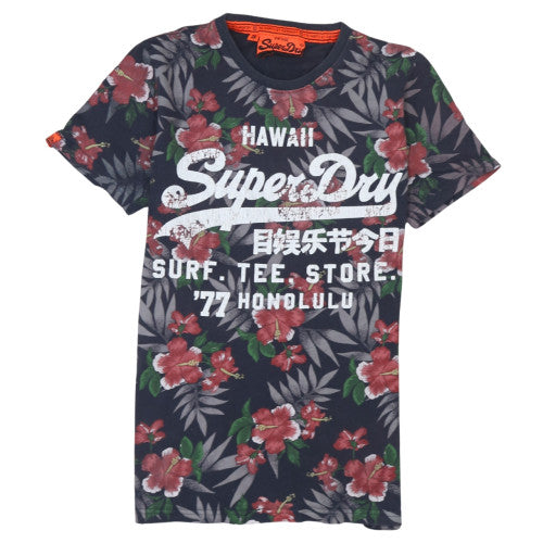 Superdry Men's Navy Floral Hawaii Graphic T-Shirt Size S