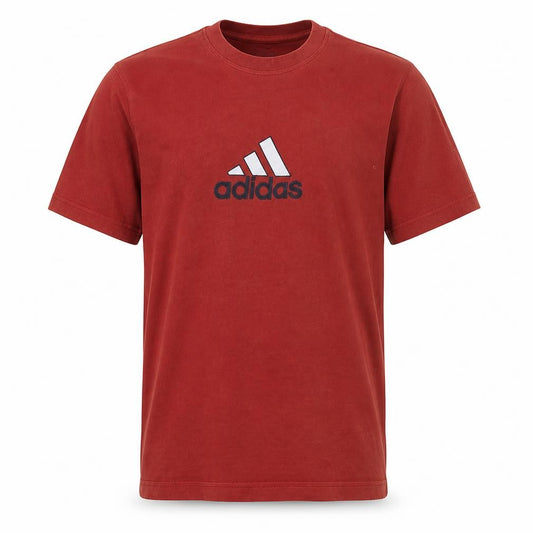 Front view of Adidas Men's Red Crew Neck Short Sleeve T-Shirt, size M, Classic Fit