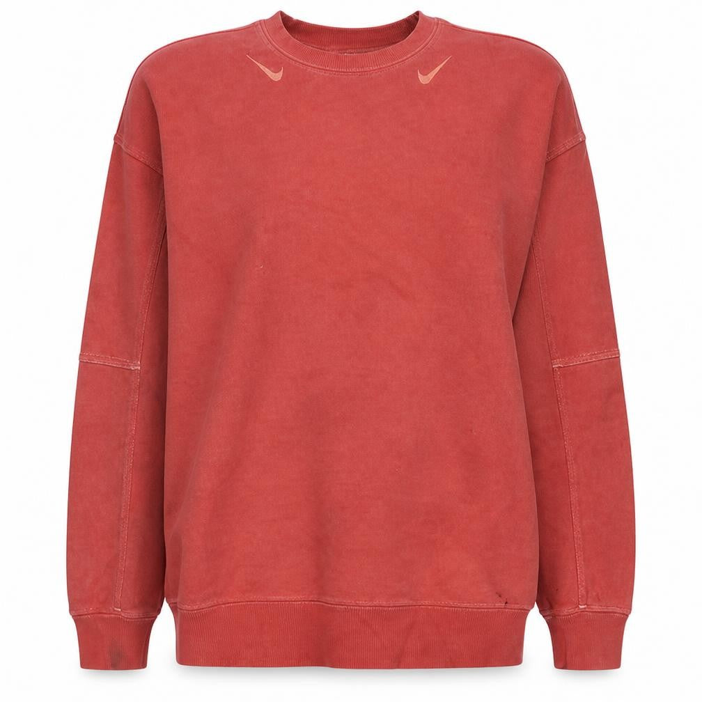 Front view of Nike women’s red xs pullover crew neck sweatshirt cotton blend