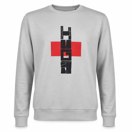 Front view of Hugo Boss Men's Grey Logo Pullover Sweatshirt M