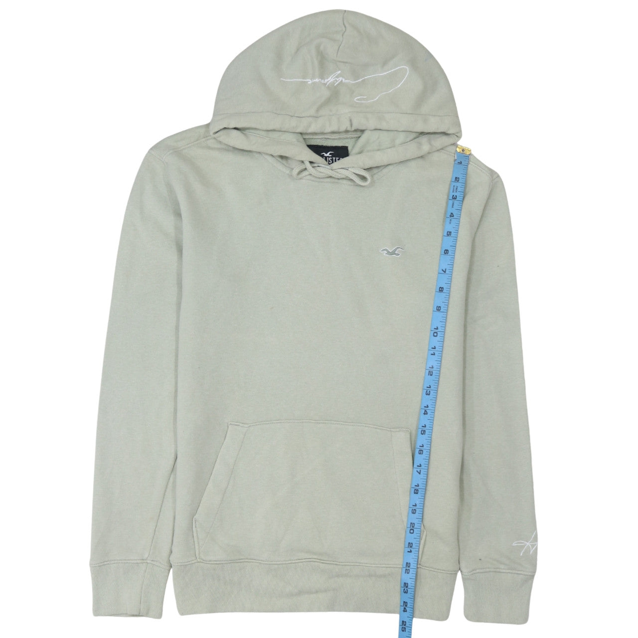 Hollister Men’s Beige Pullover Hoodie XS Embroidered Logo