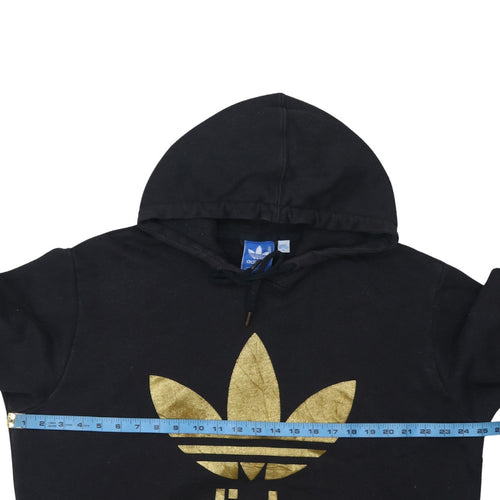 Adidas Mens Black Gold Logo Pullover Hoodie XL Fleece