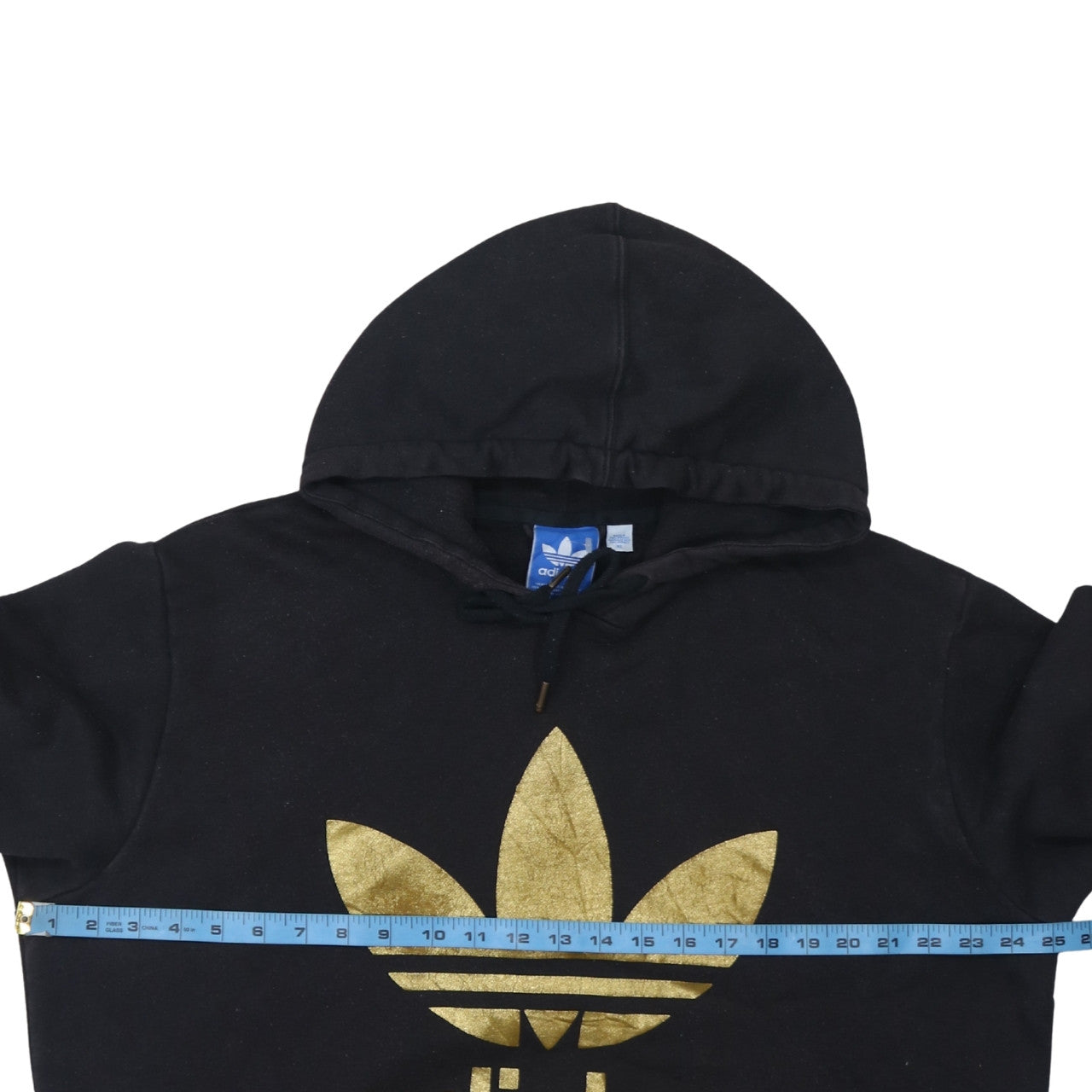 Adidas Mens Black Gold Logo Pullover Hoodie XL Fleece